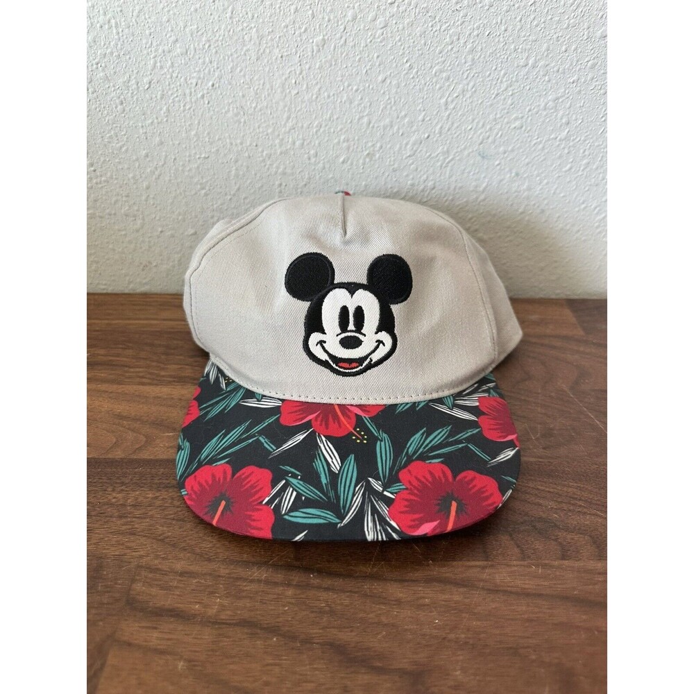 Mickey Mouse Disney World Floral Tropical Hat Hawaiian Florida Retro SnapBack